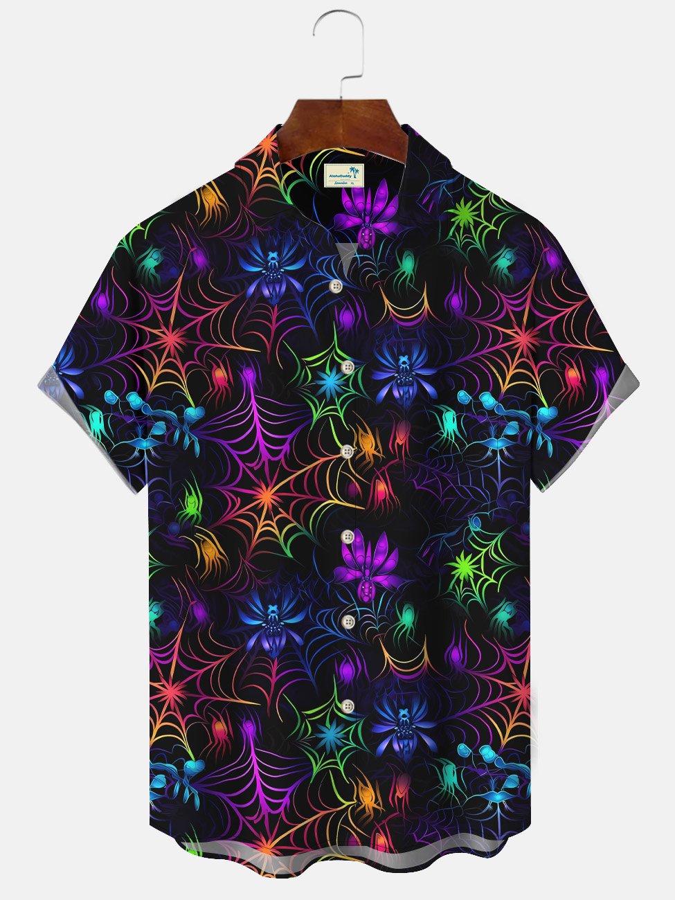 Alohadaddy Halloween Spider Web Pocket Button Casual Short Sleeve Shirt