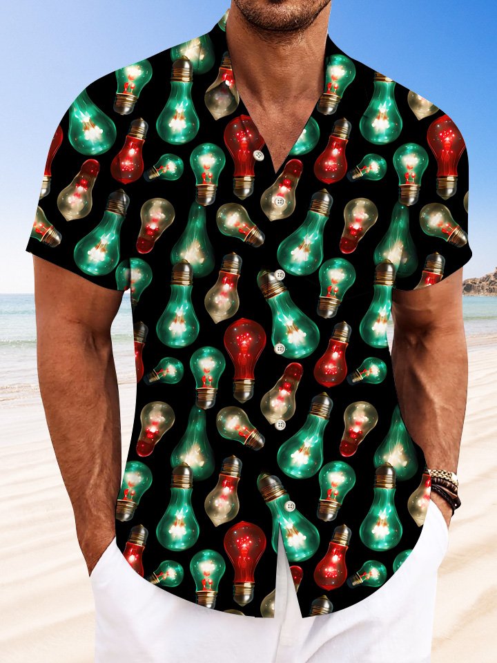 Alohadaddy Christmas Gift Pocket Button Casual Short Sleeve Shirt