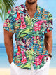 Alohadaddy Plant Flower Pocket Button Casual Short Sleeve Shirt