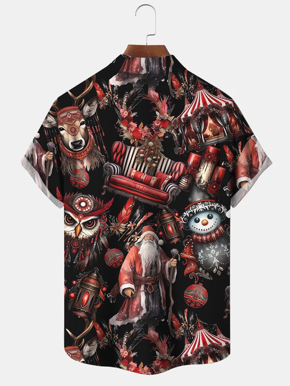 Alohadaddy Christmas Santa Claus Gift Pocket Button Casual Short Sleeve Shirt