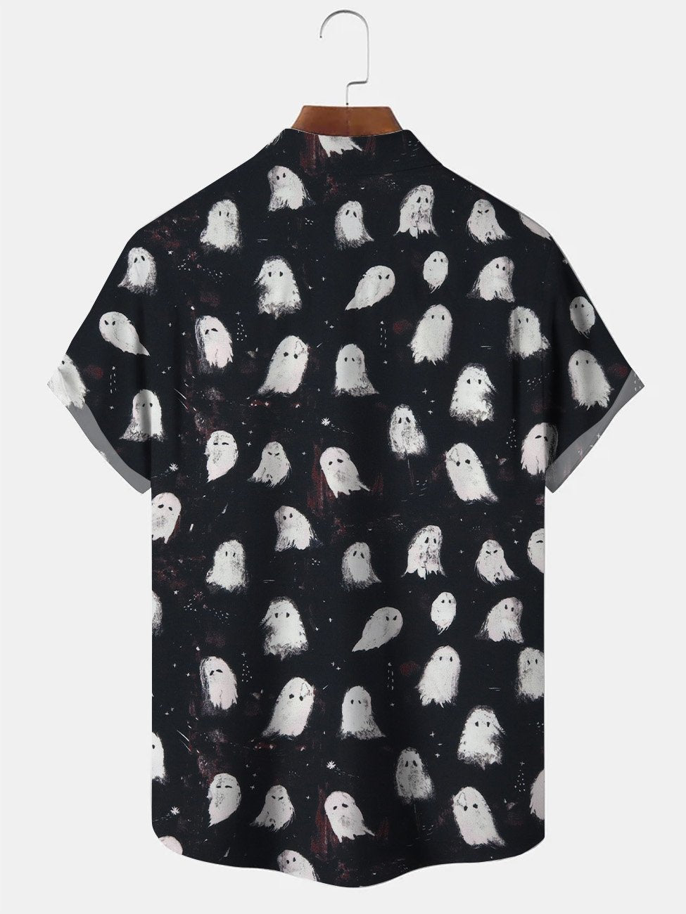 Camisa informal de manga corta con botones y bolsillo con diseño de fantasma de Halloween de Alohadaddy