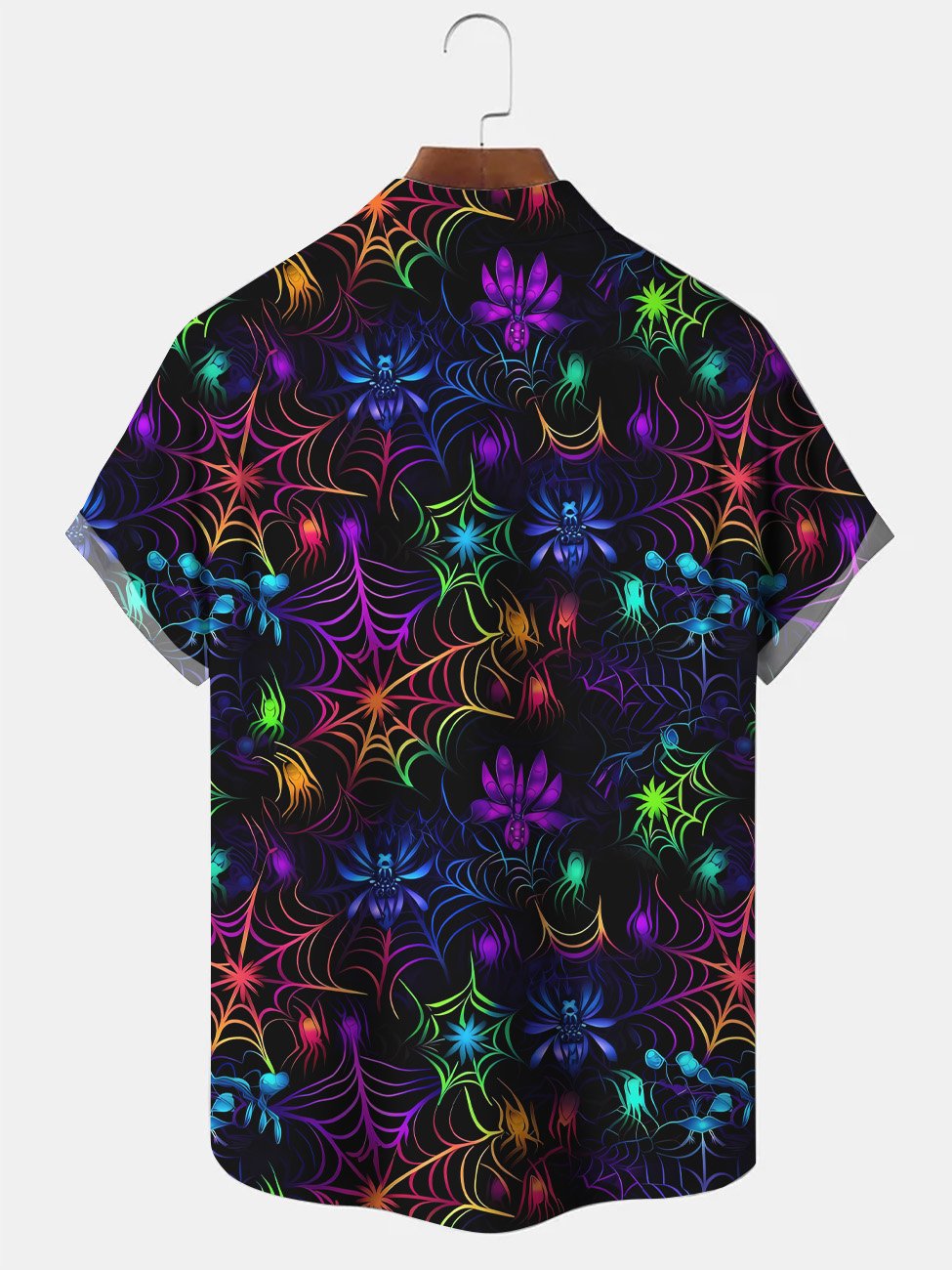 Alohadaddy Halloween Spider Web Pocket Button Casual Short Sleeve Shirt