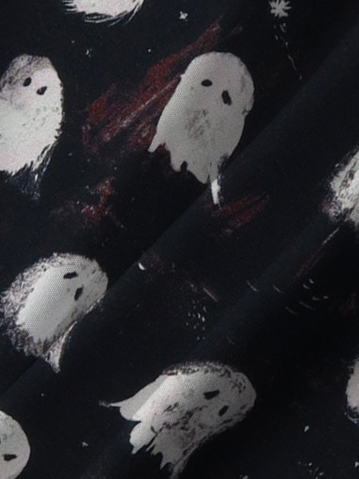 Camisa informal de manga corta con botones y bolsillo con diseño de fantasma de Halloween de Alohadaddy