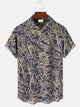 Camisa informal de manga corta con bolsillos y botones y diseño geométrico de pez oceánico de Alohadaddy
