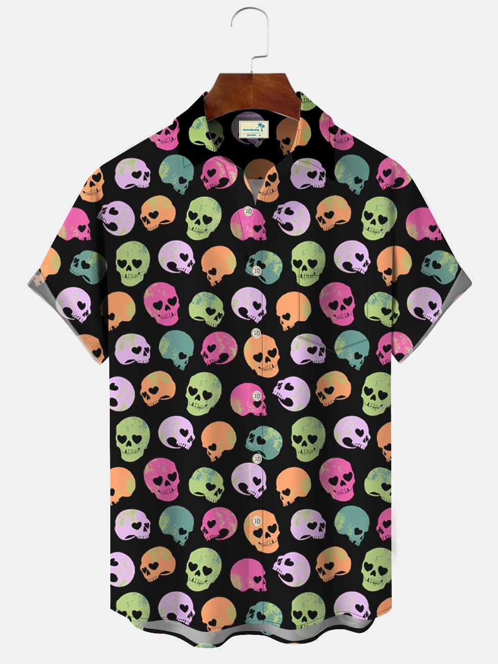 Chemise décontractée à manches courtes avec poche boutonnée et tête de mort Alohadaddy