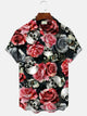 Alohadaddy Retro Plant Flower Skull Button Pocket Casual Short Sleeve Shirt