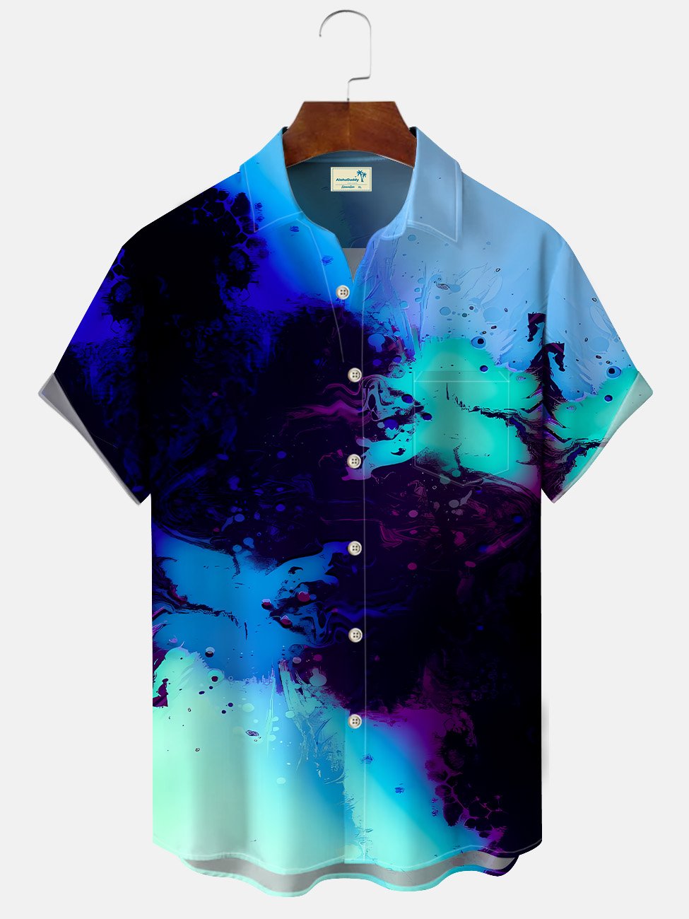 Chemise décontractée à manches courtes avec poche boutonnée et dégradée Alohadaddy