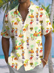 Alohadaddy Tribe Coconut Tree Stone Statue Button Pocket Casual Short Sleeve Shirt