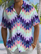 Camisa informal de manga corta con bolsillo con botones y diseño geométrico de diamantes de Alohadaddy