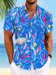 Camisa informal de manga corta con bolsillos abotonados y diseño de tortuga y plantas oceánicas de Alohadaddy