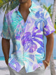 Alohadaddy Plant Leaves Gradient Button Pocket Casual Short Sleeve Shirt