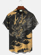 Alohadaddy Animal Dragon Cloud Button Pocket Casual Short Sleeve Shirt