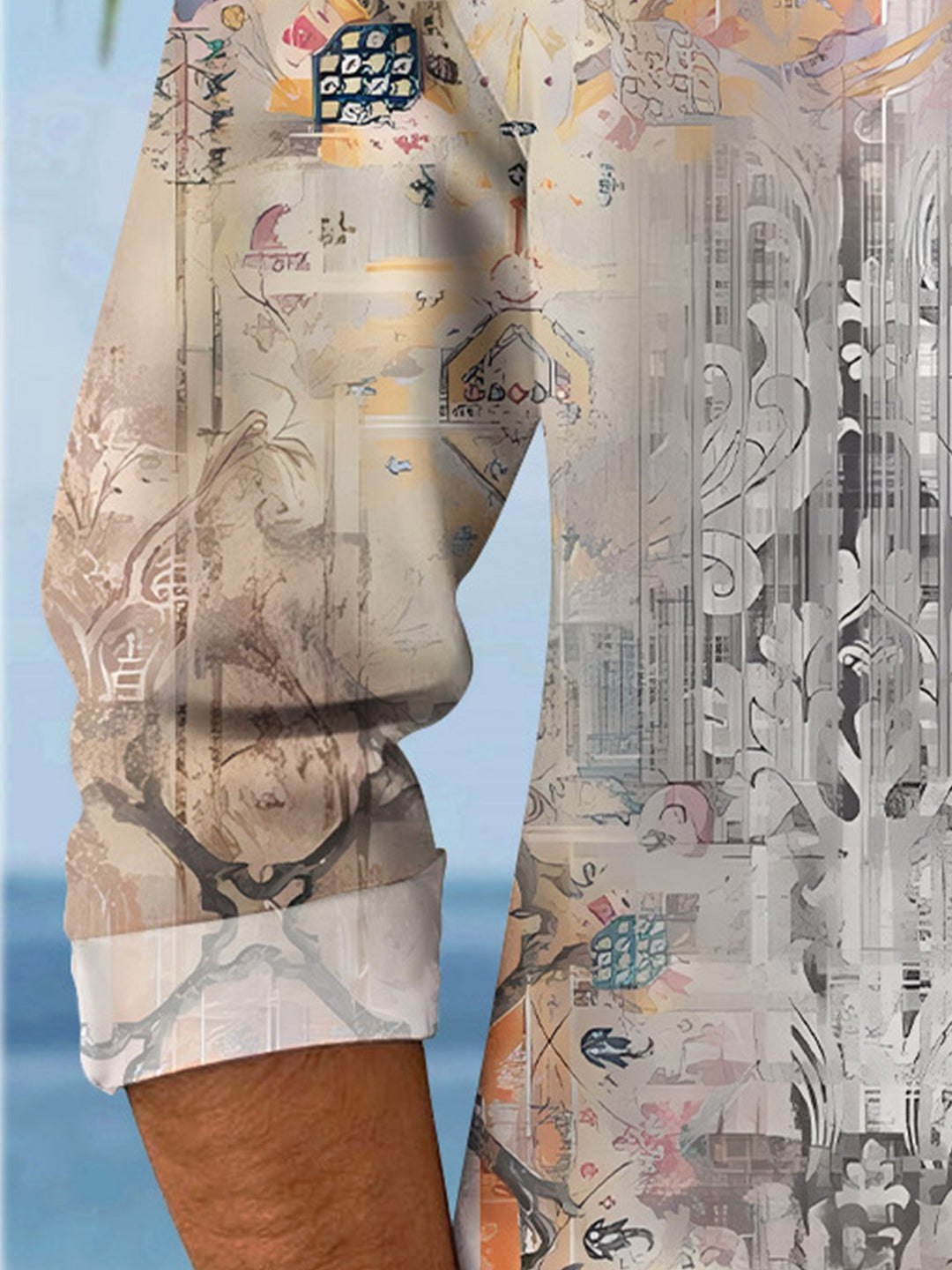Alohadaddy Retro Ethnic Pattern Button Pocket Casual Long Sleeve Shirt