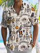 Camisa informal de manga corta con bolsillos y botones y diseño de calavera y calabaza de Halloween de Alohadaddy