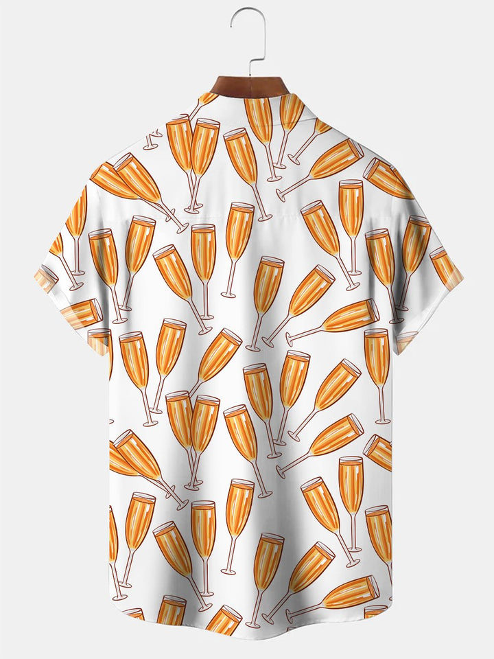Alohadaddy Cocktail Cup Button Pocket Casual Short Sleeve Shirt
