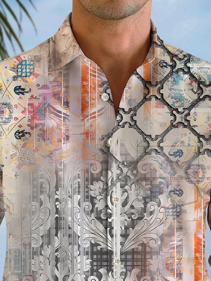 Alohadaddy Retro Ethnic Pattern Button Pocket Casual Long Sleeve Shirt