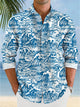 Camisa informal de manga larga con botones y bolsillo estilo retro con ondas étnicas de Alohadaddy