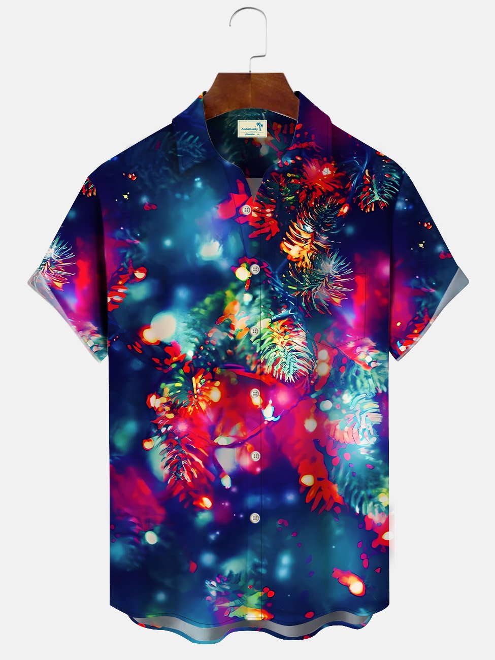Alohadaddy Christmas Fluorescent Pocket Button Casual Short Sleeve Shirt