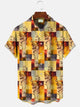 Camisa informal de manga corta con botones y bolsillos geométricos con hojas y plantas de Alohadaddy