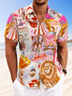 Chemise décontractée à manches courtes avec poche et boutons, motif clown de cirque Alohadaddy