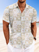 Camisa informal de manga corta con botones y bolsillo retro con estampado geométrico étnico de Alohadaddy