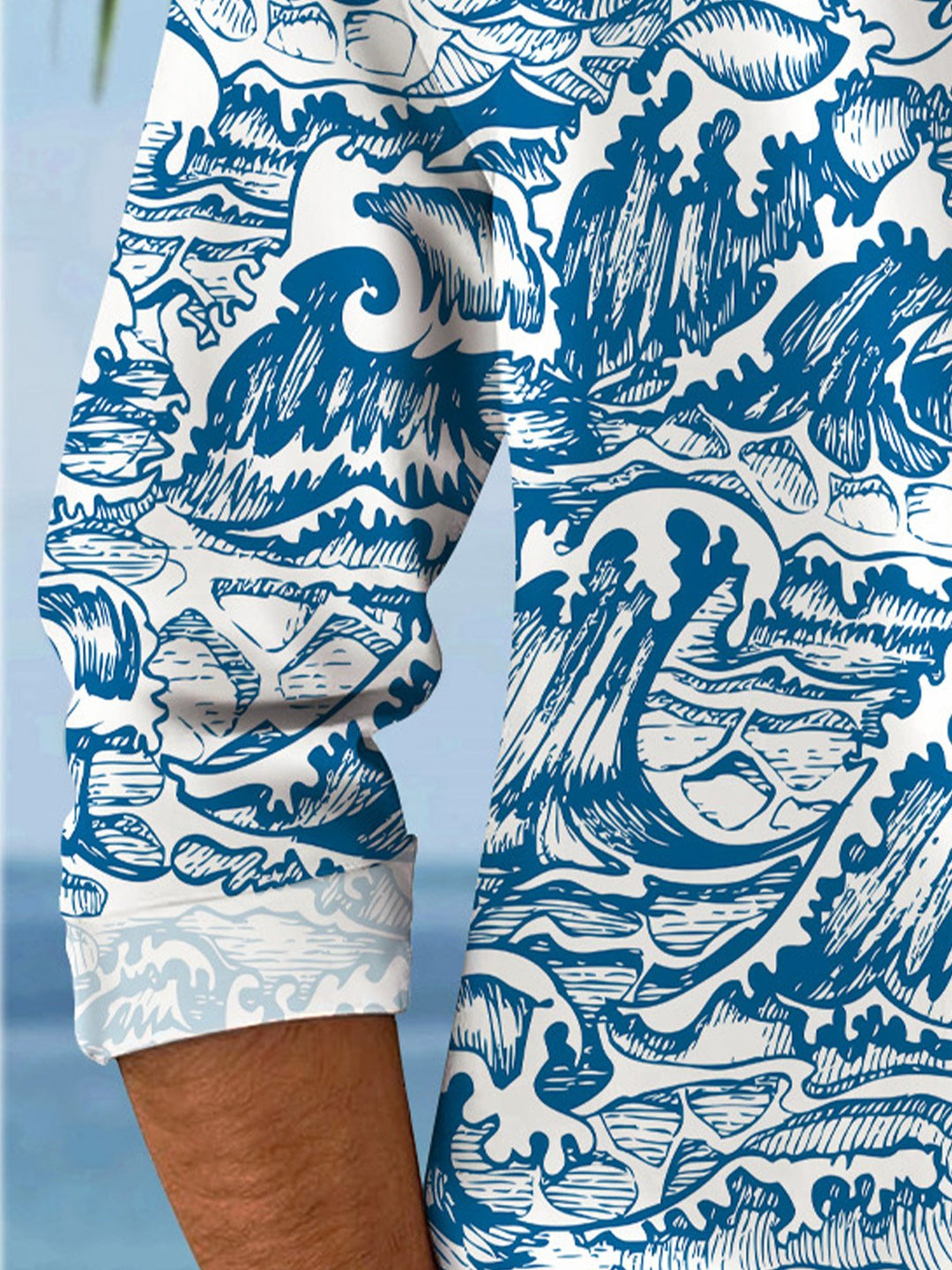 Alohadaddy Ethnic Wave Retro Pocket Button Casual Long Sleeve Shirt