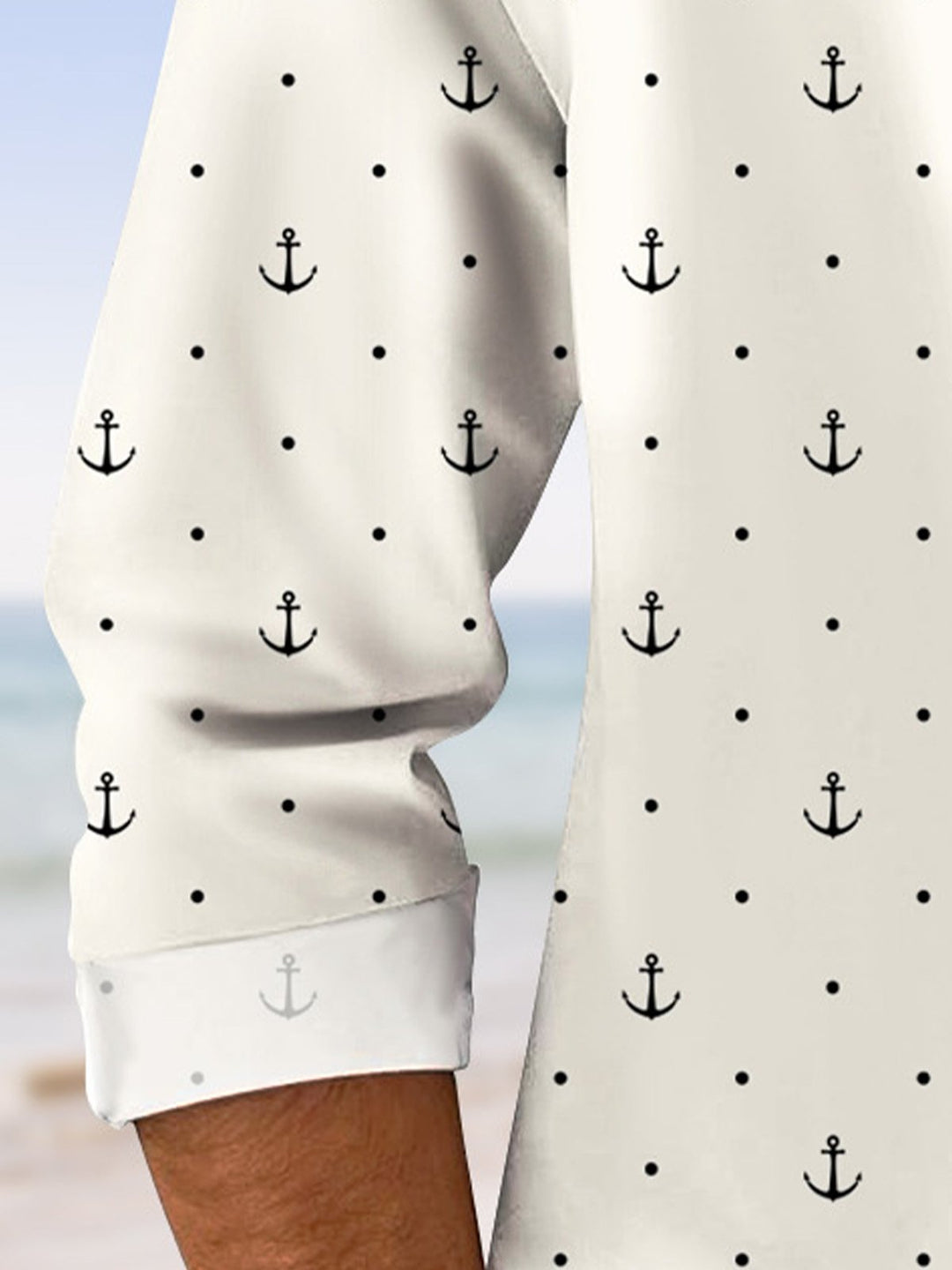 Alohadaddy Anchor Pocket Button Casual Long Sleeve Shirt