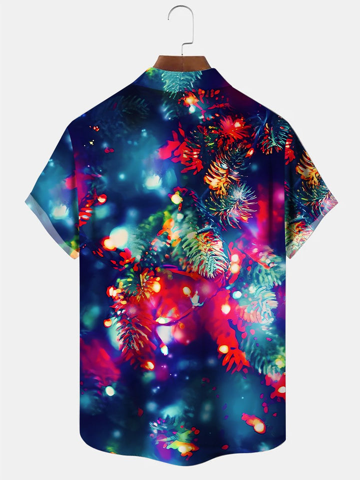 Alohadaddy Christmas Fluorescent Pocket Button Casual Short Sleeve Shirt