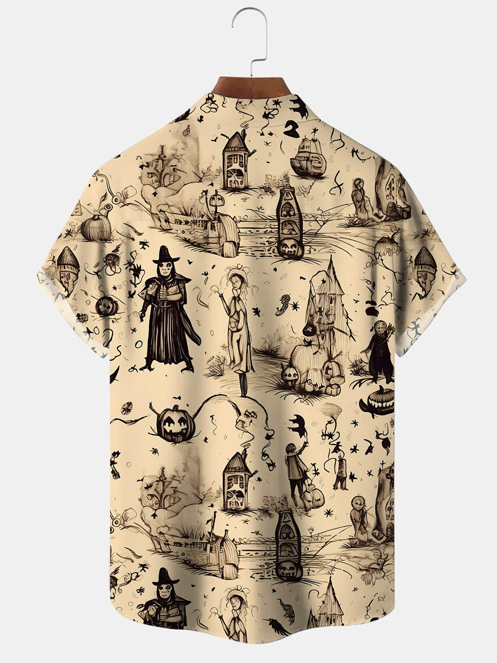 Alohadaddy Halloween Ghost Pocket Button Casual Short Sleeve Shirt