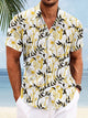 Alohadaddy Plants Rattan Leaves Buttons Pockets Casual Short Sleeve Shirt