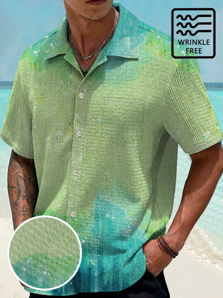 Alohadaddy Gradient Button Pocket Casual Short Sleeve Shirt