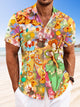 Chemise décontractée à manches courtes avec poche boutonnée et motif clown de cirque Alohadaddy