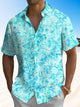 Alohadaddy Plant Leaves Buttons Pockets Casual Short Sleeve Shirt