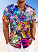 Chemise décontractée à manches courtes avec poche boutonnée et motif clown pour aire de jeux d'Halloween Alohadaddy