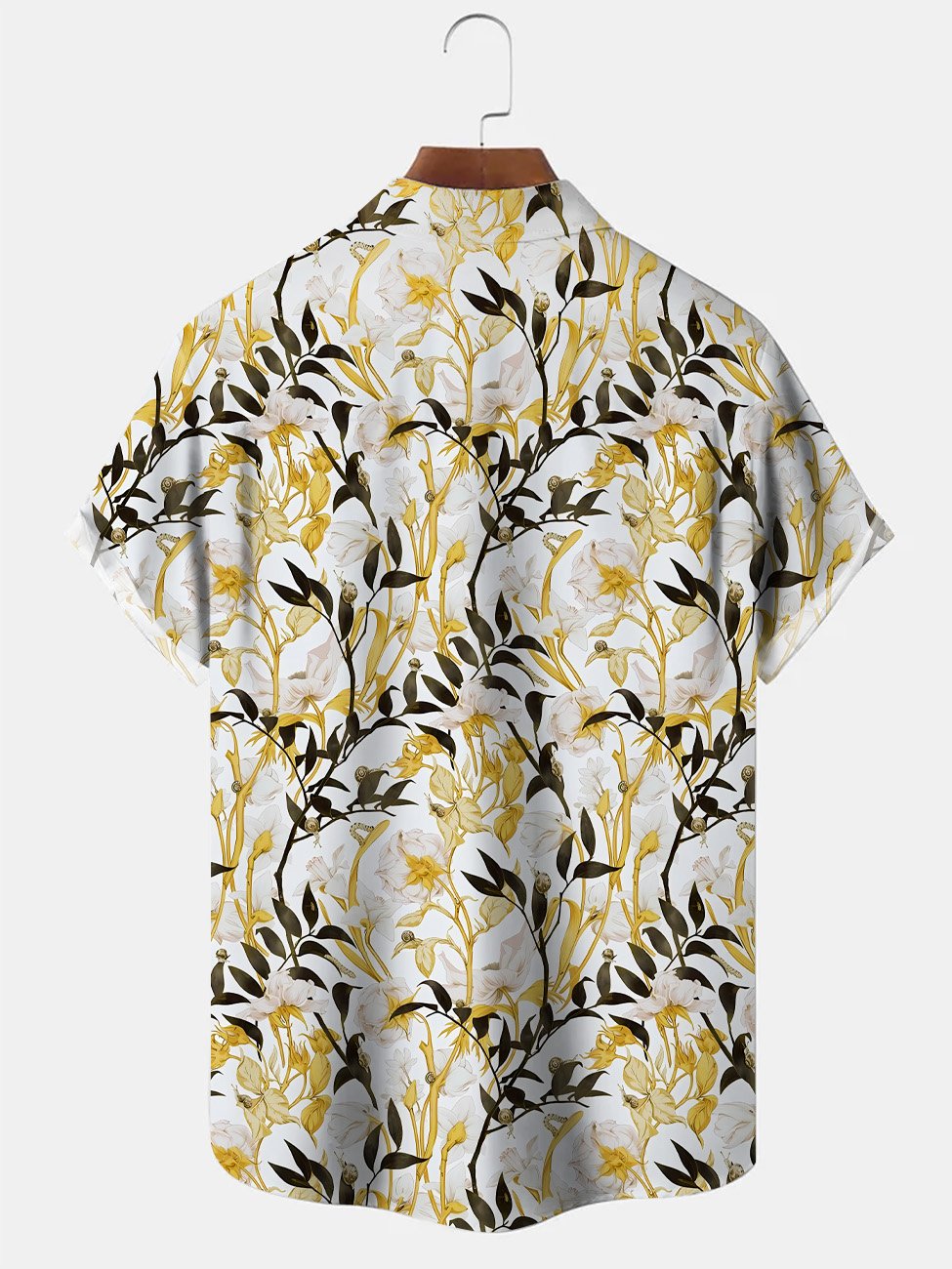 Alohadaddy Plants Rattan Leaves Buttons Pockets Casual Short Sleeve Shirt