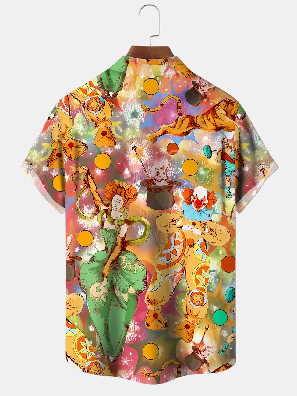Camisa informal de manga corta con bolsillo y botones navideños de payaso de circo Alohadaddy