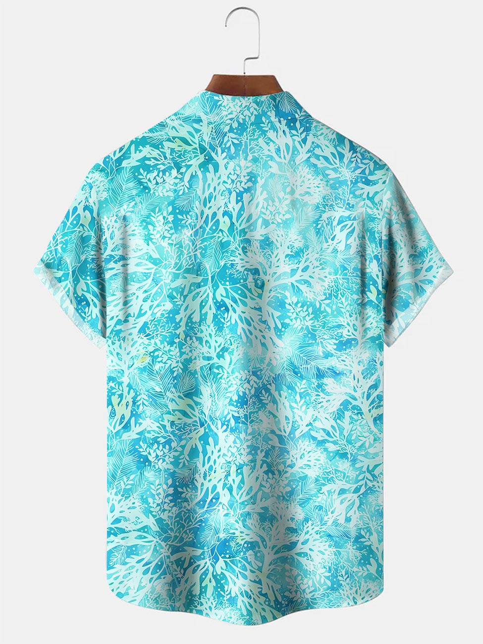 Alohadaddy Plant Leaves Buttons Pockets Casual Short Sleeve Shirt
