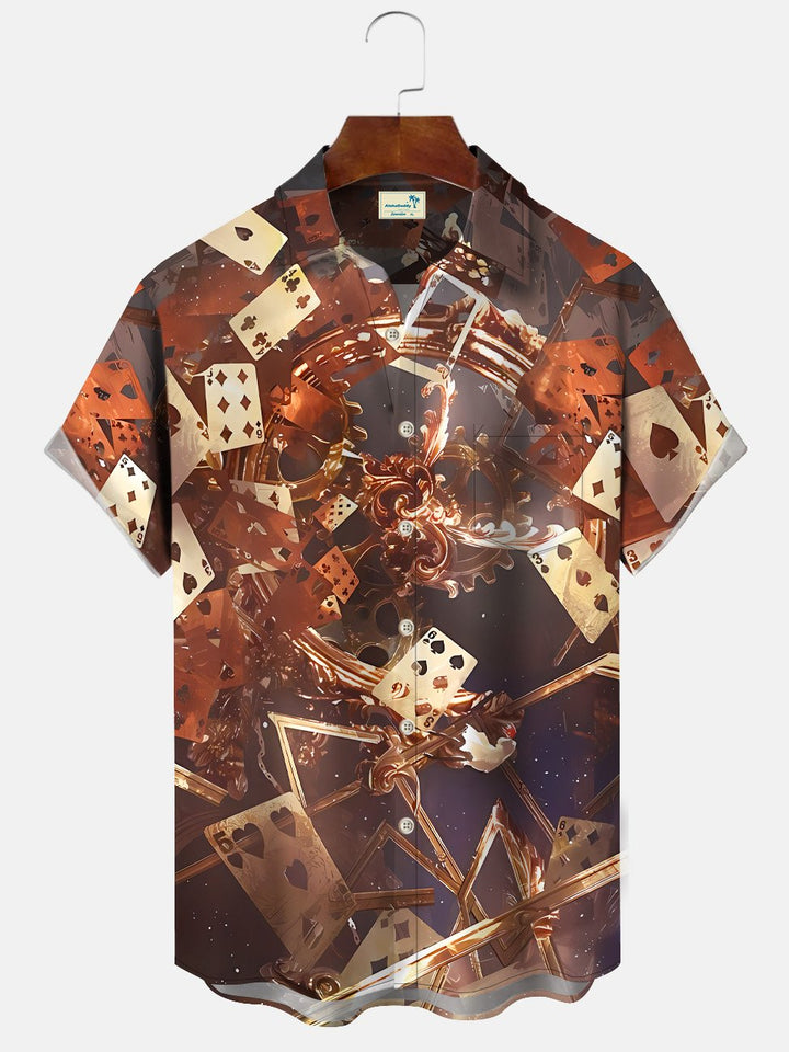 Camisa informal de manga corta con bolsillo y botones de póquer de Halloween de Alohadaddy