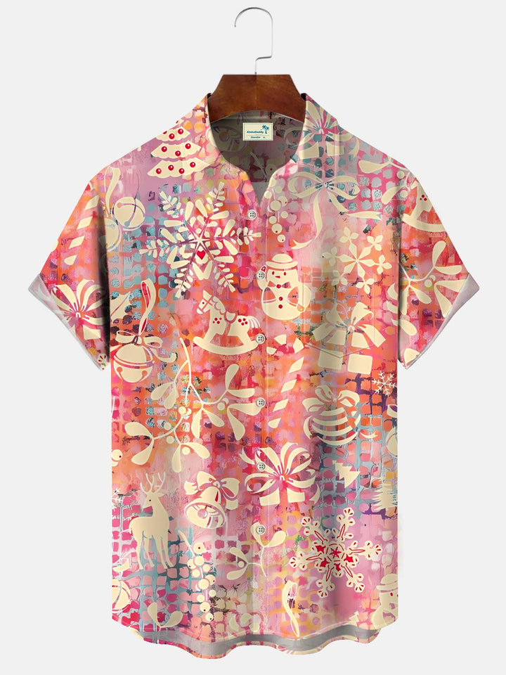 Alohadaddy Christmas Gift Button Pocket Casual Short Sleeve Shirt