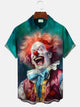 Alohadaddy Halloween Clown Button Pocket Casual Short Sleeve Shirt
