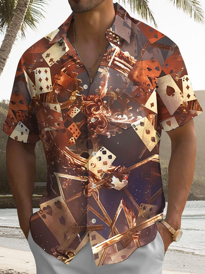 Camisa informal de manga corta con bolsillo y botones de póquer de Halloween de Alohadaddy