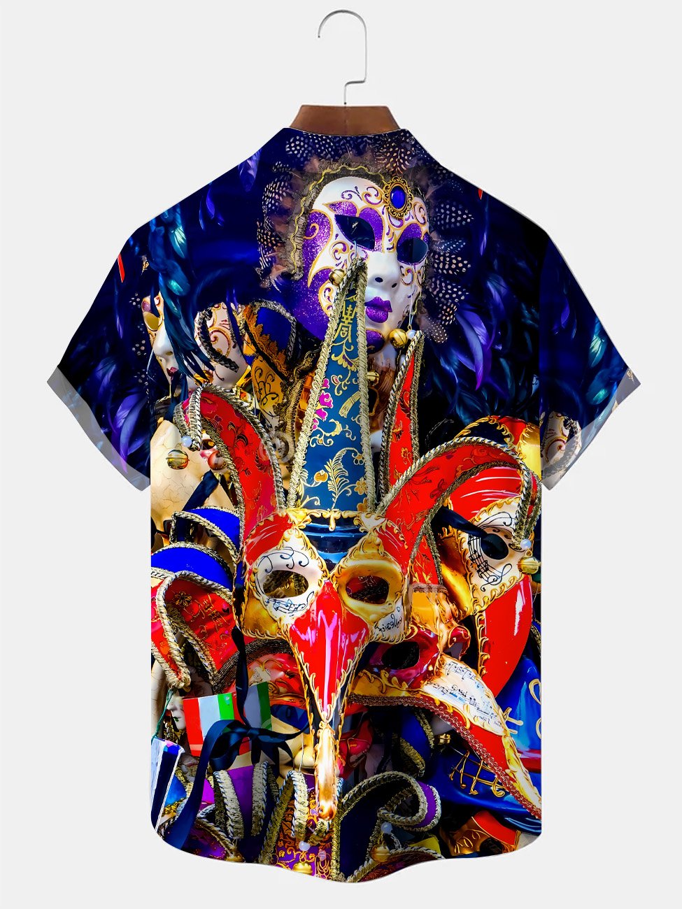 Camisa informal de manga corta con bolsillo y botones y máscara de Venecia para Halloween de Alohadaddy