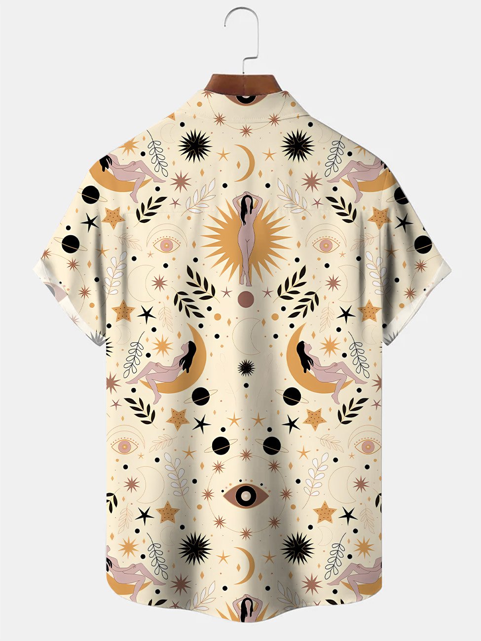 Alohadaddy Halloween Plant Moon Mask Button Pocket Casual Short Sleeve Shirt