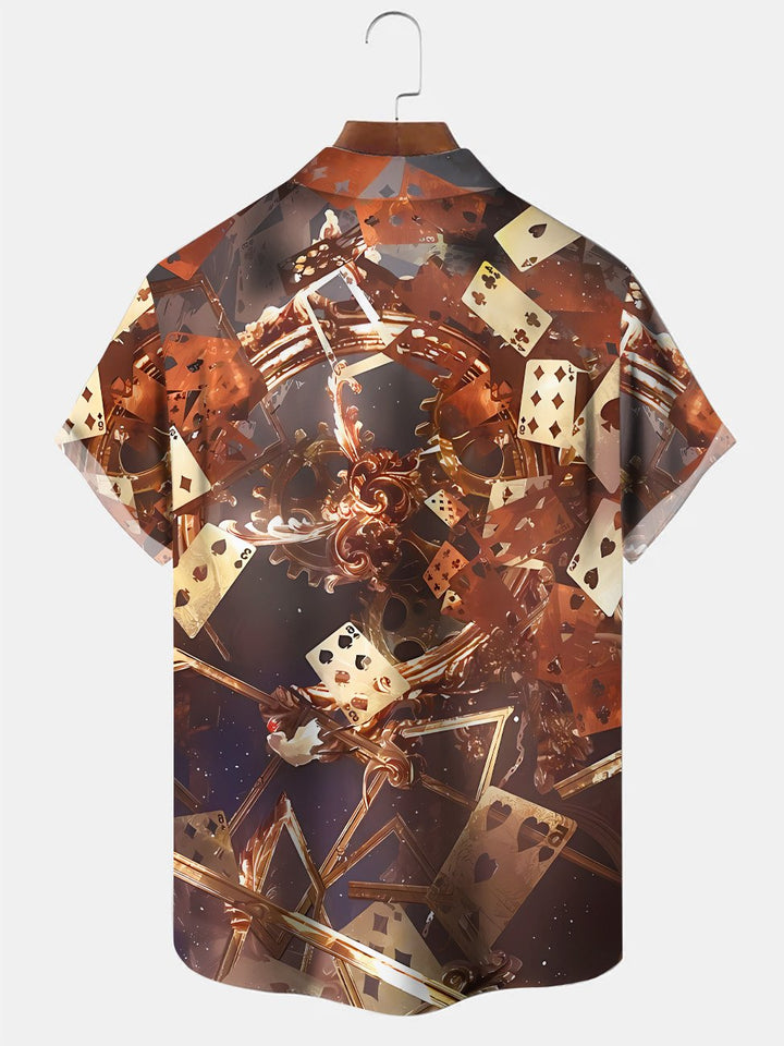 Camisa informal de manga corta con bolsillo y botones de póquer de Halloween de Alohadaddy