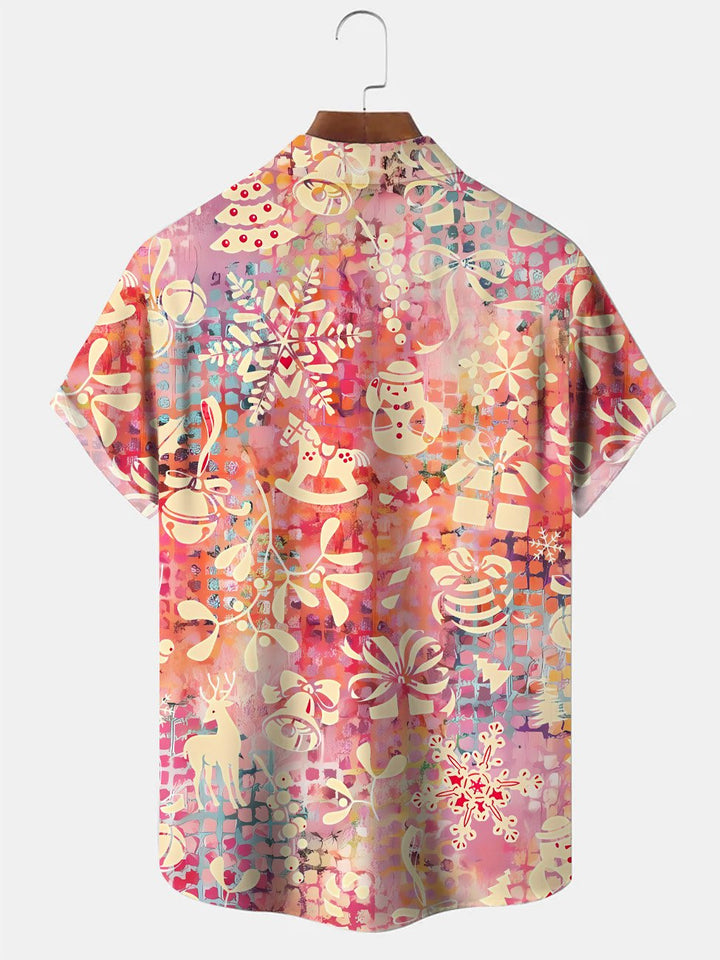Alohadaddy Christmas Gift Button Pocket Casual Short Sleeve Shirt