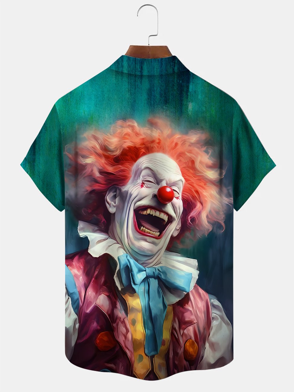 Alohadaddy Halloween Clown Button Pocket Casual Short Sleeve Shirt