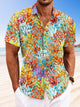 Camisa informal de manga corta con bolsillos y botones para playa con degradado de coral oceánico de Alohadaddy