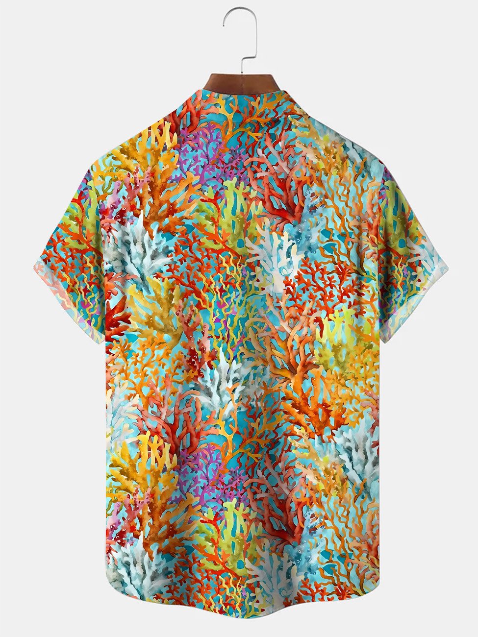 Camisa informal de manga corta con bolsillos y botones para playa con degradado de coral oceánico de Alohadaddy