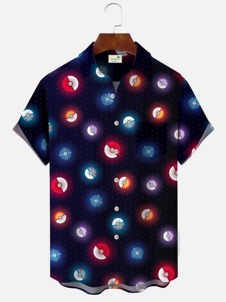 Camisa informal de manga corta con estampado digital en estéreo geométrico 3D de lunares de Alohadaddy