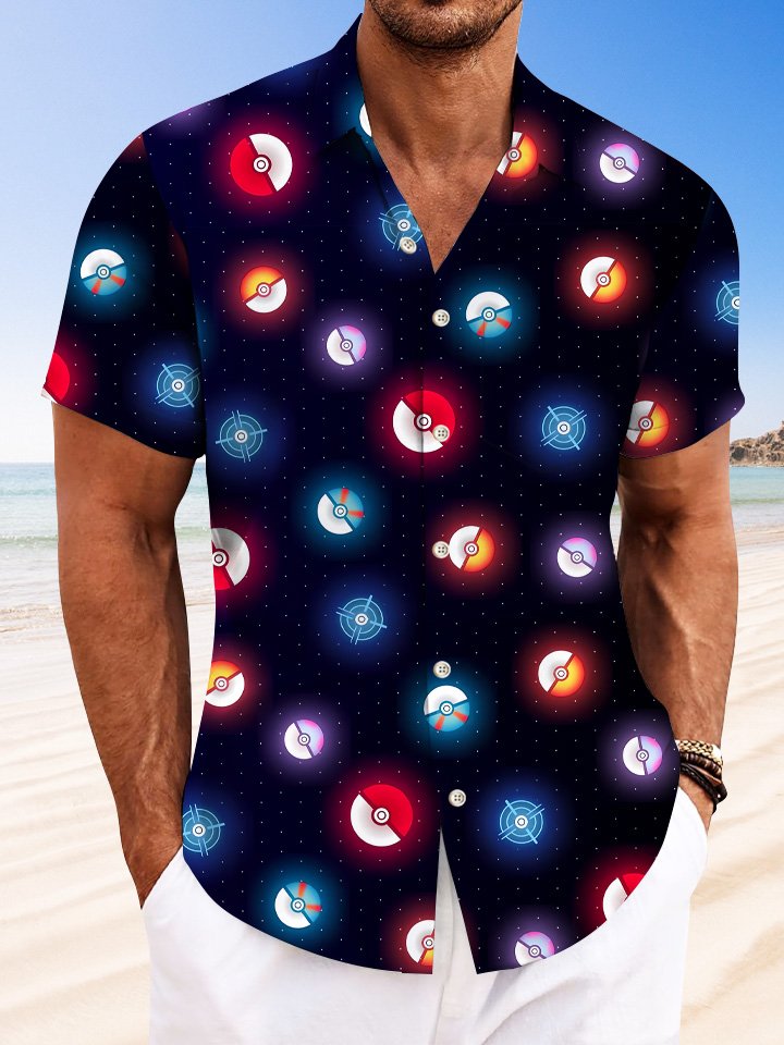 Camisa informal de manga corta con estampado digital en estéreo geométrico 3D de lunares de Alohadaddy
